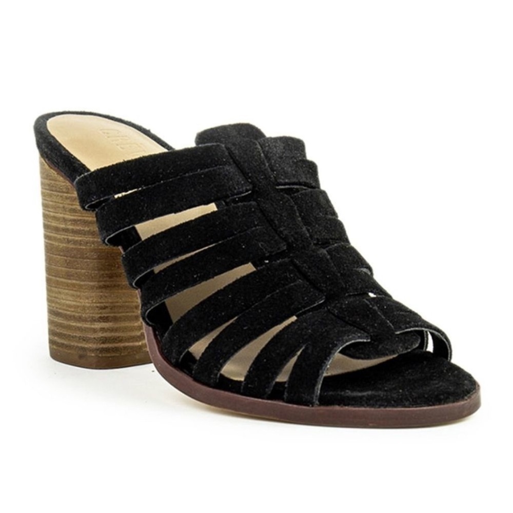 Crevo Black and Brown Mules with Open Toe Design